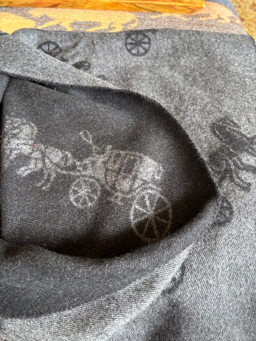 Coach Gray Scarf with Subtle Carriage Motif - Picture 5 of 5